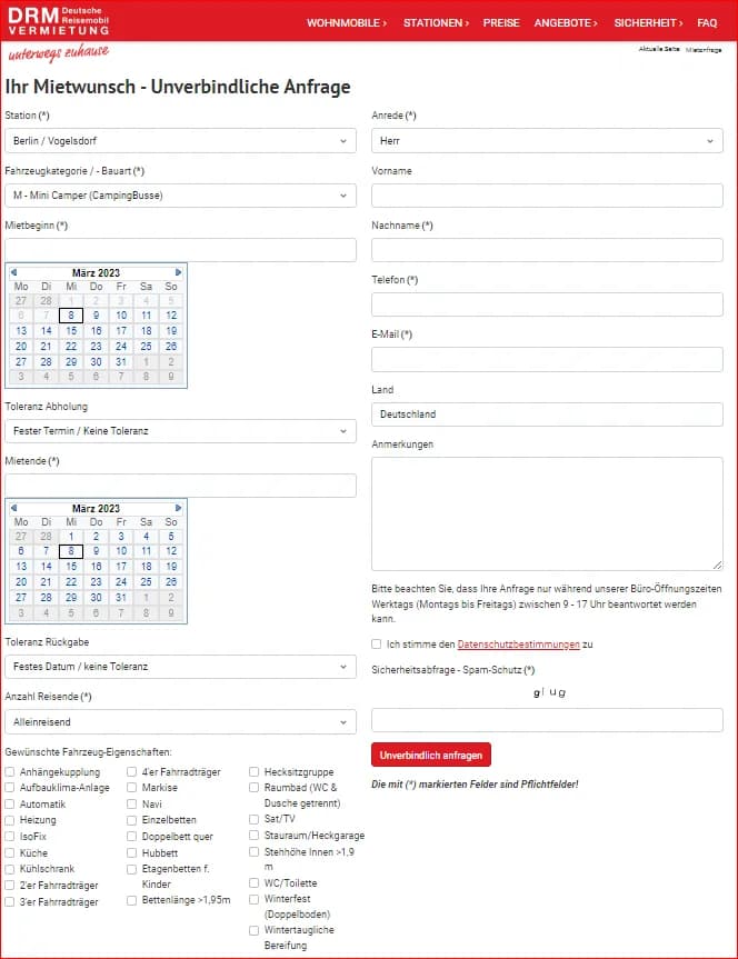 24/7 - Our new rental inquiry form