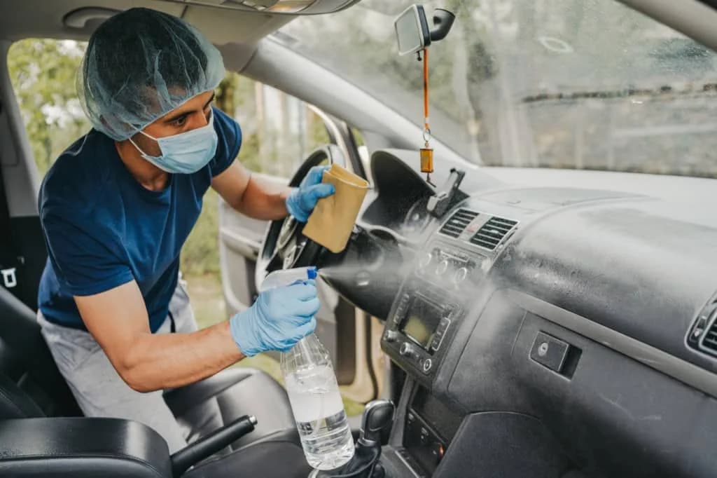 Disinfecting contact surfaces in a motorhome